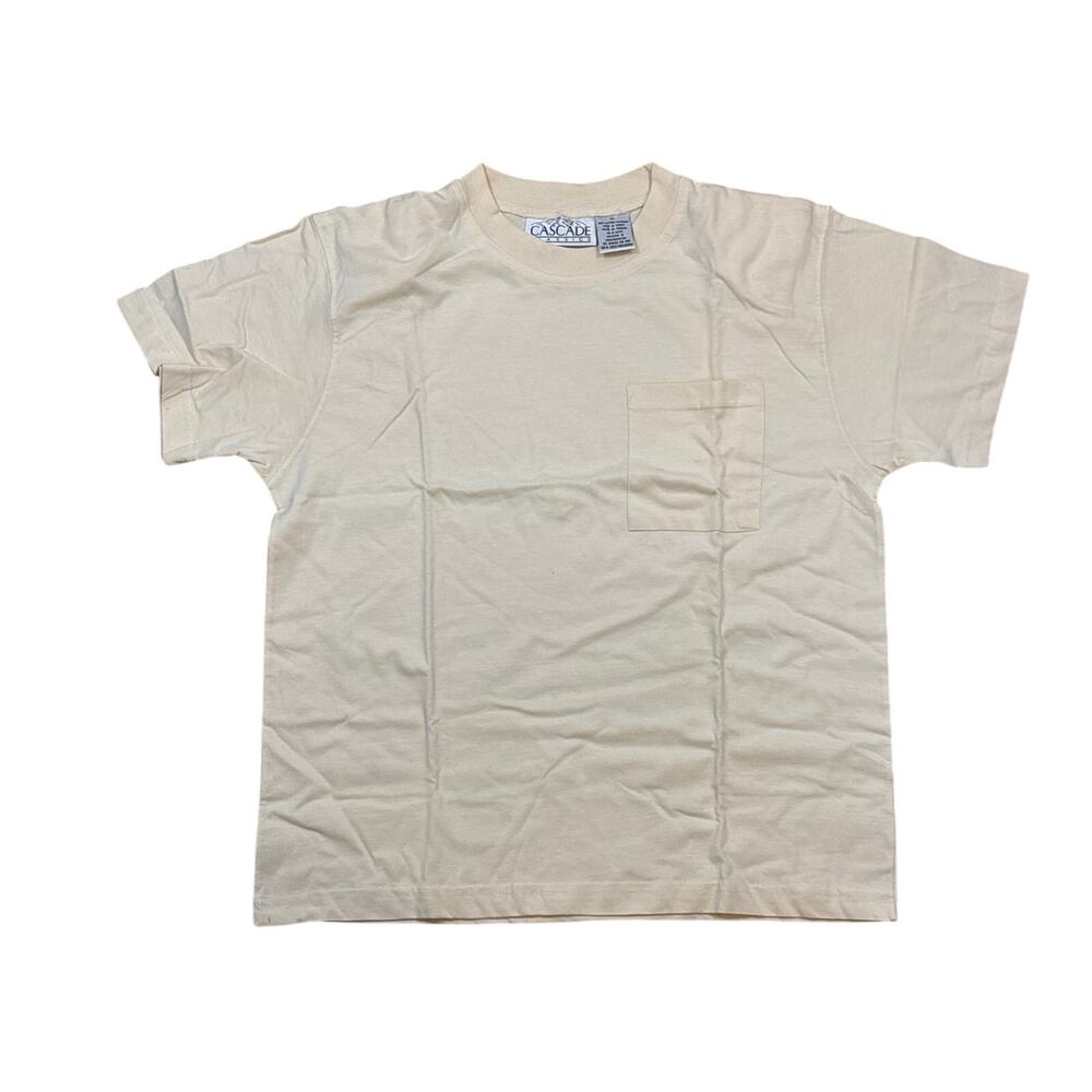 Vintage NWOT Deadstock pocket tee shoulder pads beige Medium Cascade Classics